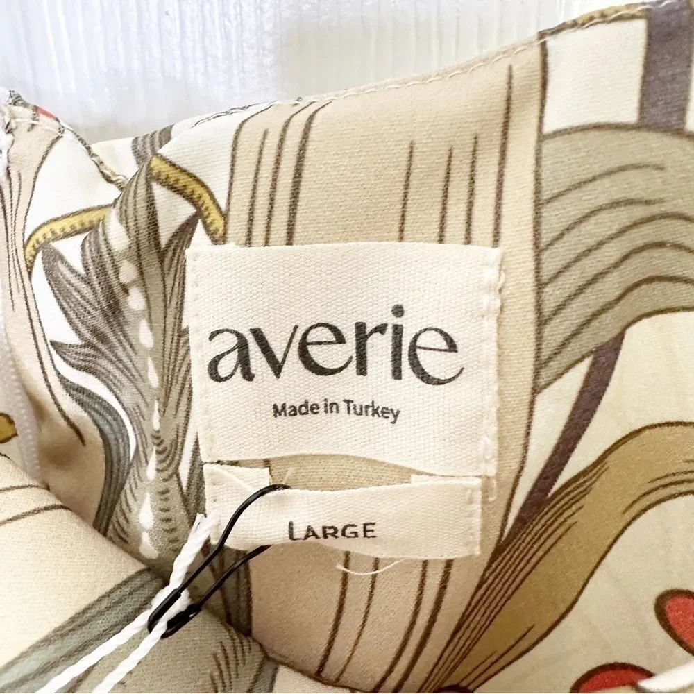 Averie Zaila Sleeveless Floral Print Botanical Pleated Midi Dress Size L Nwt — image 5 of 7